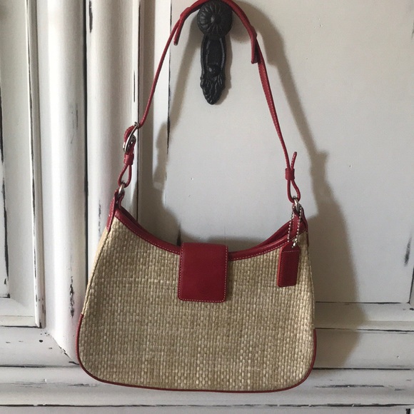 Coach Handbags - Authentic Coach Straw & Leather Mini Handbag